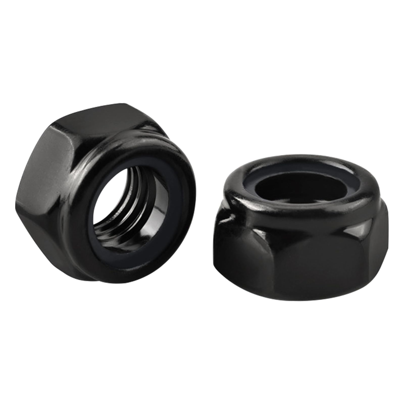 M8 Black Nylon Insert Lock Nuts, Stainless Steel 304 (18-8) Black Coating Lock Nuts with Nylon Insert, 50pcs