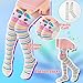 DXTON Girls Knee High Socks 6 Pairs: Kids Crazy Long Socks 3-12 years, Tall Boot Cute Animal Cotton Fun Gift Pink Purple Animal