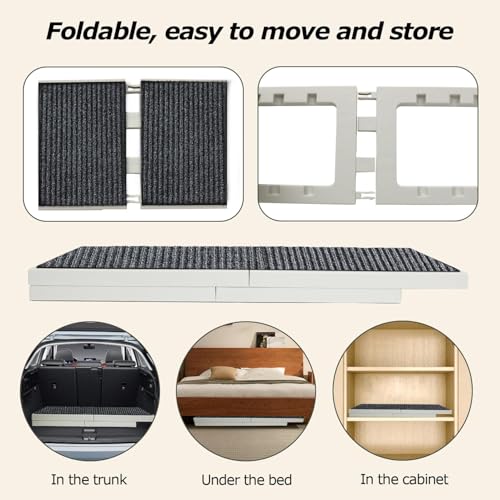 2 in 1 Dog Ramp Bed Adjustable Folding Collapsible for Small Medium Pets Cat Ramp with Non Slip Carpet, Adjustable Height Dog Ramp for Couch,Sofa,Chair - Image 4