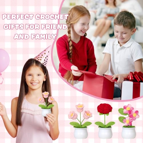 Weldomcor 3Pcs Crochet Flowers, Handmade Crochet Sunflower Set Cute Stuff Emotional Support Gift Funny Dashboard Accessories Desk Decor Get Well Soon Thank You Gifts for Women - Image 5