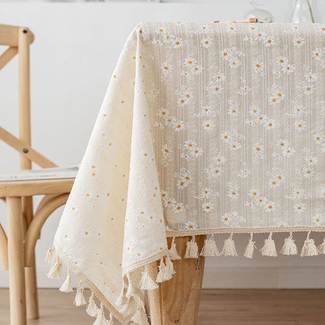 Petite nappe en coton NATOU marguerite pour table rectangulaire