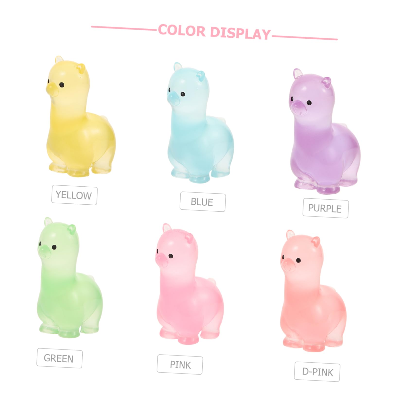 Didiseaon Mini Alpaca Resin Figurines: Luminous Miniature Glow in the Dark Statue Tiny Animal Cake Topper for Fairy Garden Dollhouse Decor and Landscape 12 PCS - Image 4