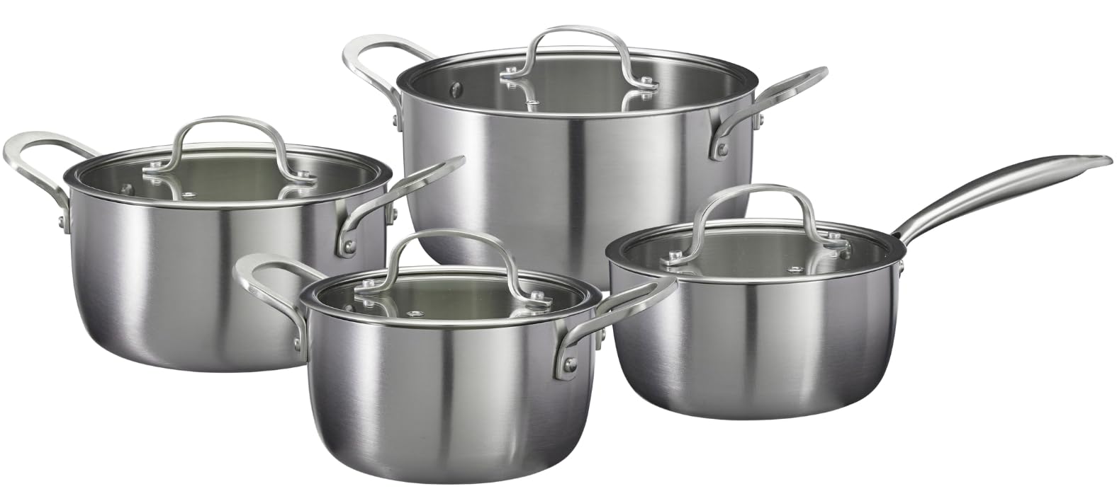 Cookinglife zestaw garnków Signature Steel 4-częściowy zestaw garnków ze stali nierdzewnej – garnek do gotowania ø 16, 20 i 24 cm i rondel ø 17,5 cm – nadaje się do wszystkich rodzajów kuchenek