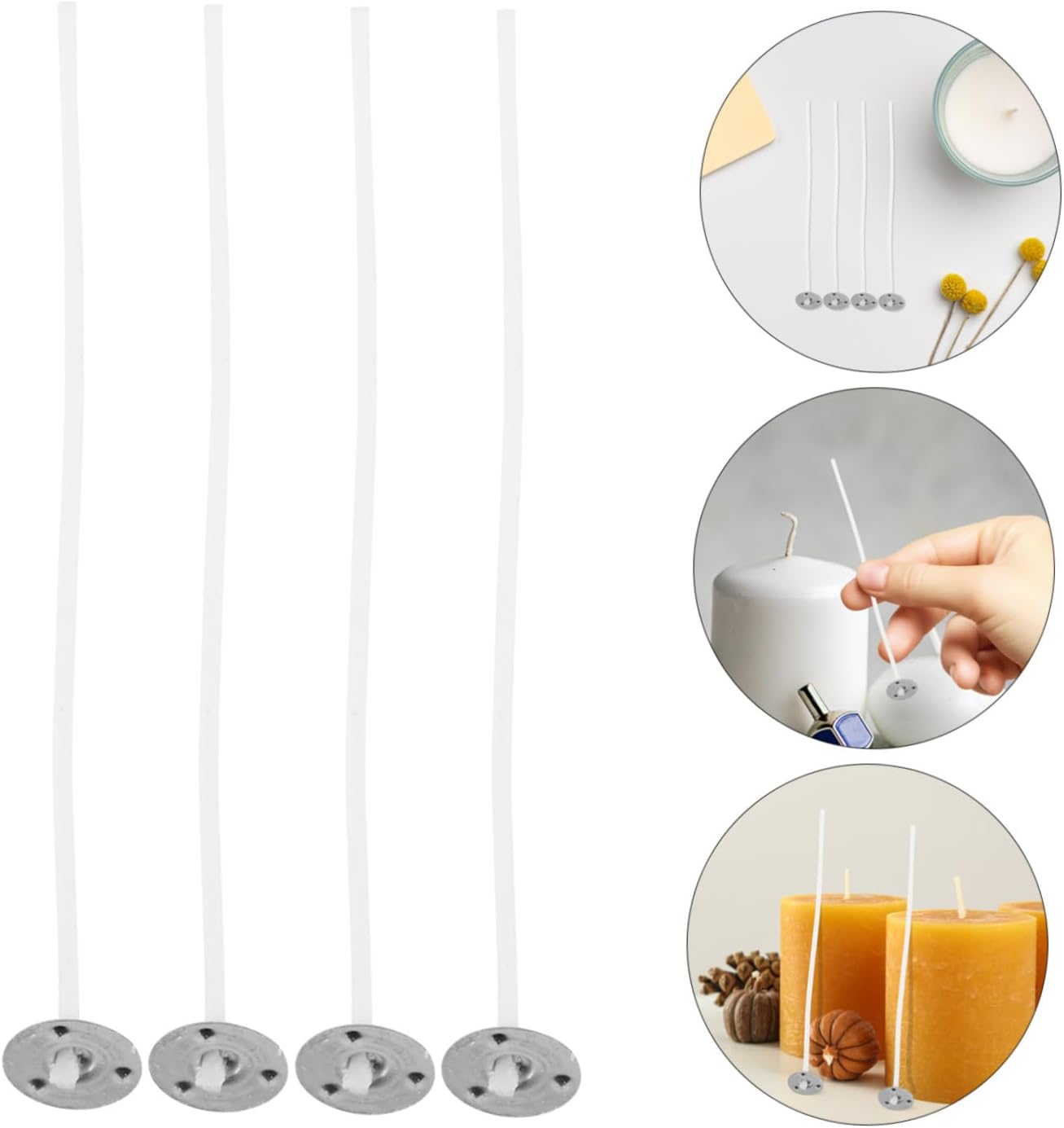 Zerodeko 100pcs Cotton Candle Wicks for Candle Making DIY Unscented Natural Cotton Wicks Bulk Pack for Pillar Smokeless and Safe