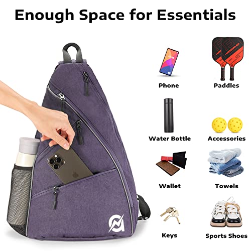 A11N Pickleball Bag, Reversible Crossbody Sling Bag/Backpack For Women Men, Lavender #TOP3