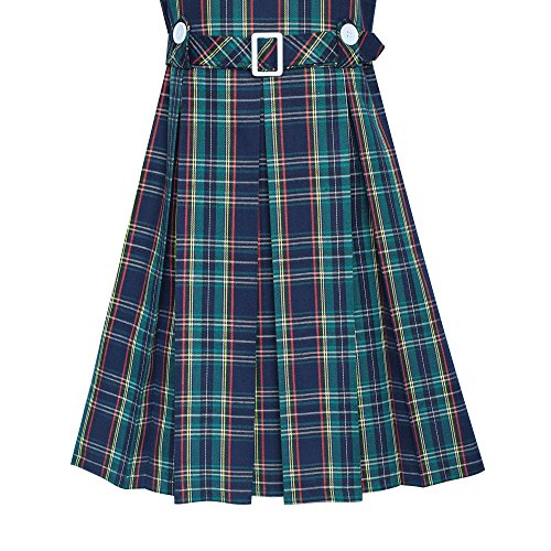 Sunny Fashion Girls Dress Green Tartan Button Back School Pleated Hem Size 14 #TOP3