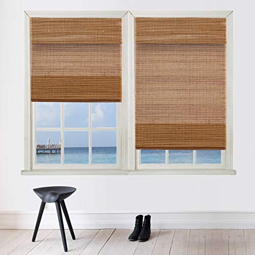 Tj Global Cordless Bamboo Roman Window Blind Sun Shade, Light Filtering Shades With 7-Inch Valance - Natural Woven Bamboo (40" X 64") #TOP1