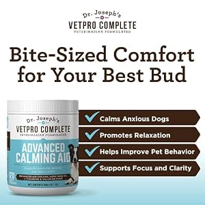 VetPro Advanced Calming Aid - Dog Anxiety Chews and Calming Treats for Dogs Enhanced with Organic Hemp Seed Oil - Veterinarian Formulated Dog Calming Treats VetPro Advanced Calming Aid Dog Anxiety Chews and Calming Treats for Dogs Enhanced with Organic Hemp Seed Oil Veterinarian Formulated Dog Calming Treats