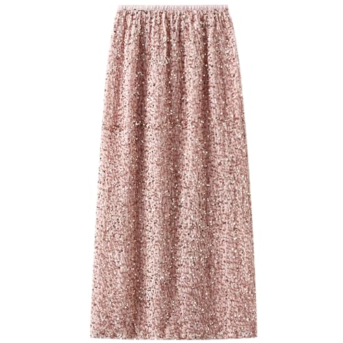 Joe Wenko Women's Sequin Skirt Elastic High Waist Sparkle Bodycon Skirts