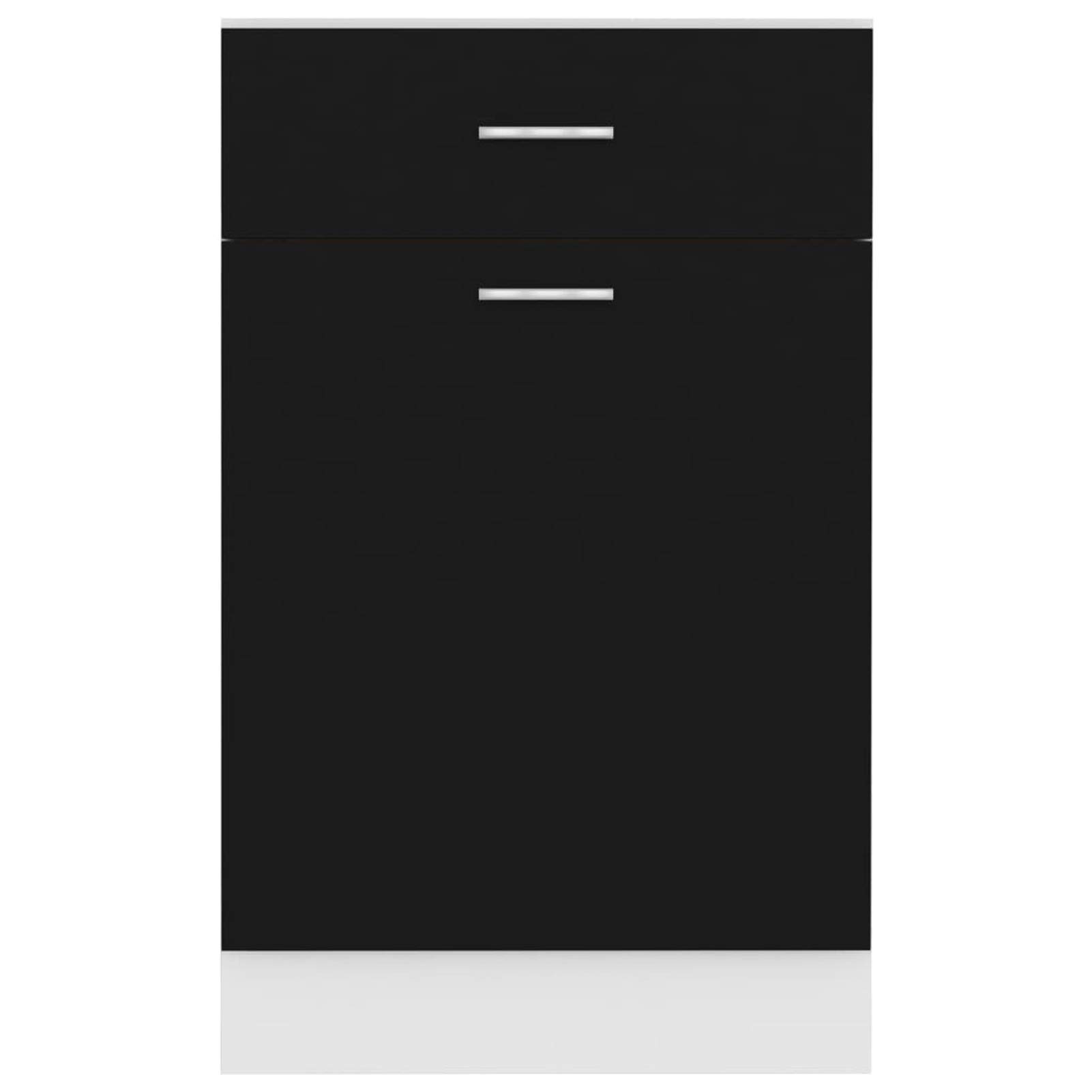 BaraSh Schubunterschrank Schwarz 50x46x81,5 cm Holzwerkstoff KüChenunterschrank Vorratsschrank KüChe SpüLenunterschrank KüChen Unterschrank