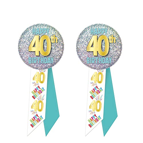 Épingles Happy 40th Birthday Beistle pour identifier l'invité d'honneur - 2