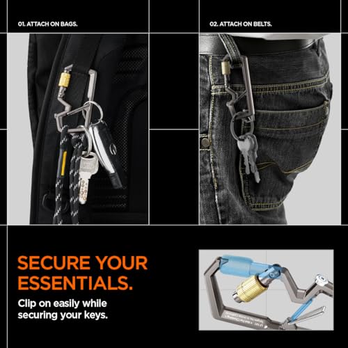 Spigen Life Karabiner LF101 Schlüsselanhänger Karabinerhaken mit Schraubverschluss Carabiner mit Flaschenöffner für Ourdoor Camping Wandern (1 Stück) - Gunmetal