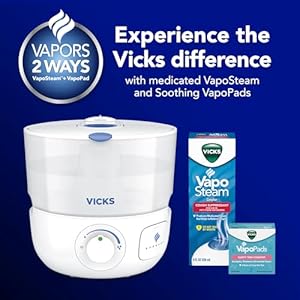 Vicks EasyCare Plus Top Fill Filter-Free Cool Mist Humidifier, Small Room–For Vapors 2 Ways –Works with Vicks VapoPads and VapoSteam, White Vicks EasyCare Plus Top Fill Filter Free Cool Mist Humidifier Small RoomFor Vapors 2 Ways Works with Vicks VapoPads and VapoSteam White