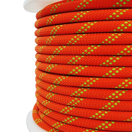 Ritafc Static Rope UIAA Climbing 10.5mm 200FT Rappelling Rope Orange for Mountain Tree Climbing, Rock Climbing,Hauling, Rescue, Climbing Equipment