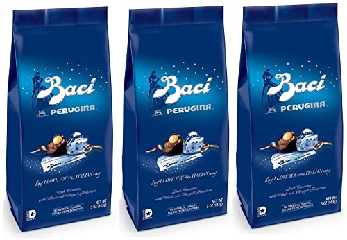 Baci Perugina, Dark Chocolate with Whole & Chopped Hazelnuts (Pack of 3)
