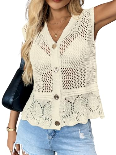 Image of YELAIVP Mexico Vacation Bikini Cover Ups for Women Sexy Knit Hollow Out Beach Dress Swim Cover Up Halter Neck Crochet Dresses