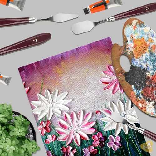 Image of Lakeer Palette Knife Set - 10 Pcs Stainless Steel with Wooden Handle, Ideal for Acrylic, Oil Painting, and Mixed Media Art
