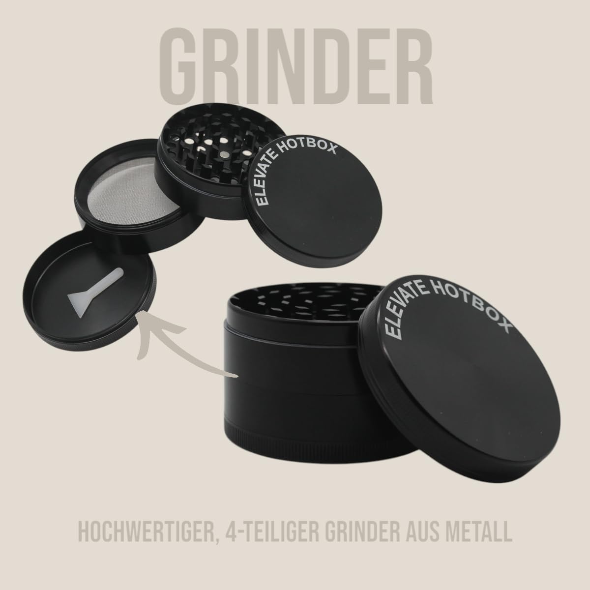 Stash Box aus Bambusholz mit Zahlenschloss | 4-teiliger Premium Grinder aus Metall mit Rolling Tray Set, Paper Spender und zwei geruchsdichte Glasbehälter