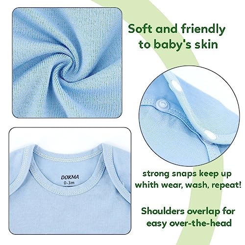 DOKMA Baby-Boys 3-pack Blue Bodysuits, Gift Set for Baby Boy, Newborns and Infants, 0-12months3