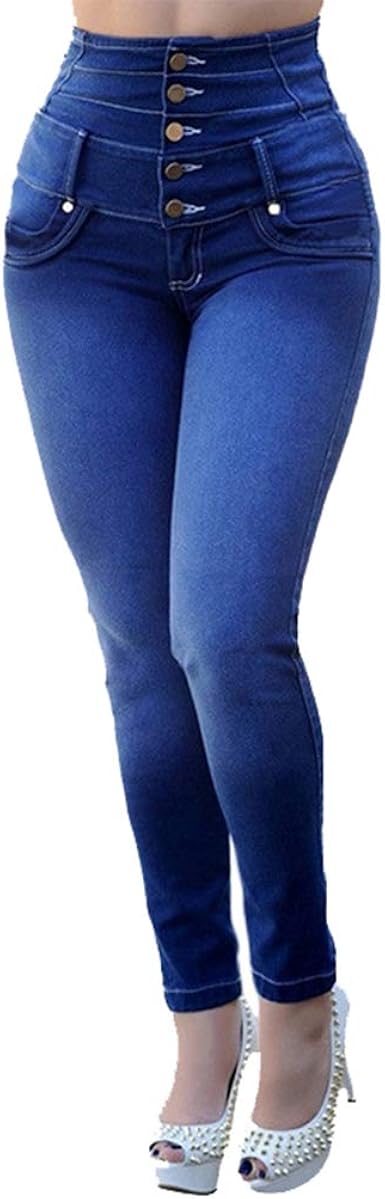 hibote Mezclilla Pantalones Mujer - Retro Cintura Alta Vaqueros con Botones  Mujer Skinny Slim Fit Casual Jeans Largo Cómodo Denim Pantalones Streetwear  Tres Colores S-3XL: Amazon.es: Ropa