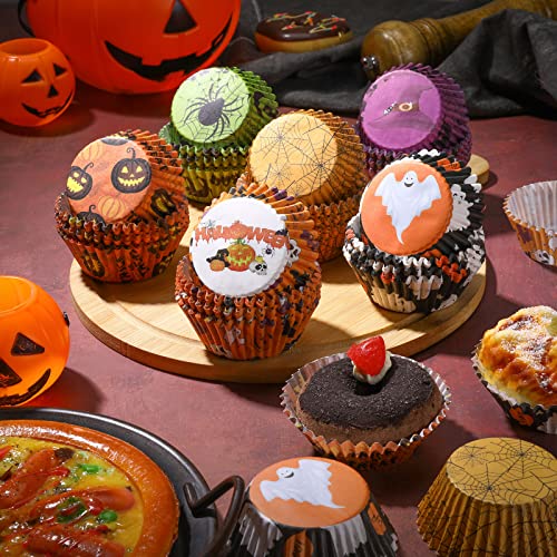 600 Pack Halloween Cupcake Liners Halloween Muffin Liners Pumpkin Baking Cups Disposable Colorful Baking Cupcake Paper Halloween Party Decoration(Fresh Style) #TOP1