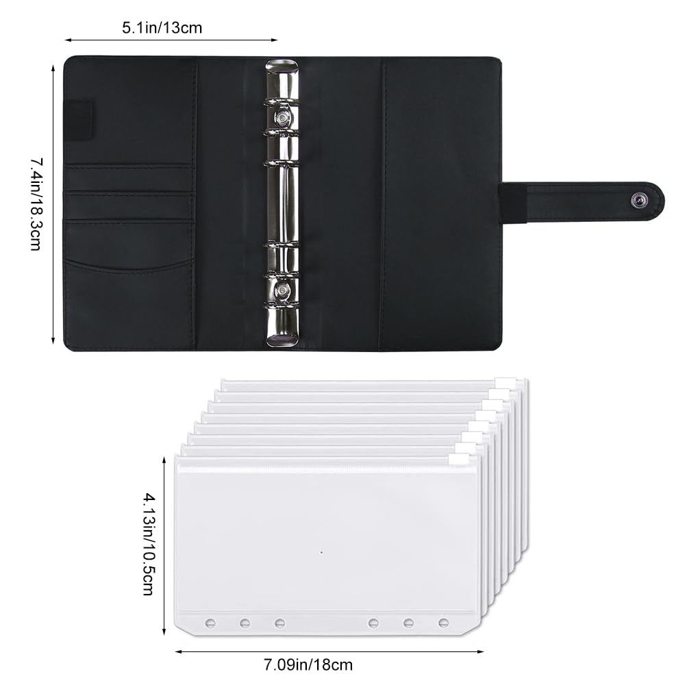 Budget Planner A6, Organizador Dinero, Cuaderno Archivador, Libreta de Ahorro, Ahorrar Dinero, Adecuado para Almacenar Dinero en Efectivo, Cupones, Entradas, Sellos, etc. (Negro)
