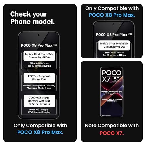 Image of FIRST MART Tempered Glass for Poco X8 Pro Max & Poco F7, 9H Full-Glue Screen Protector, 3D Edge-to-Edge, HD Clear, Oleophobic, Case-Friendly, Black, Pack of 1