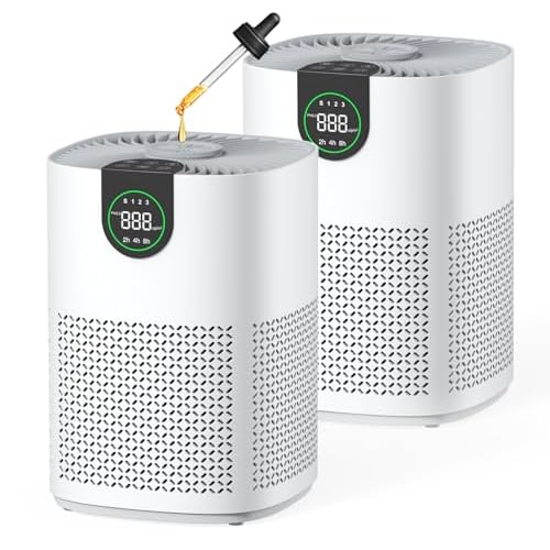 VEWIOR 2 Pack Air Purifiers for Home, Air Purifiers for Bedroom Large Room up to 1200 sq.ft with H13 HEPA Washable Filter, Aromatherapy, PM2.5 Display, Sleep Mode, Auto Mode for Dust, Smoke,