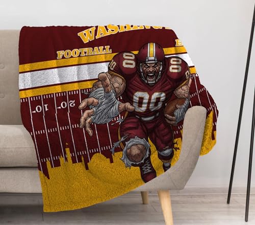 Allenjoy Washington American Football Burgundy Courage Blanket 57x50 - Soft Warm Throw Blankets for Couch Bed Living Room Home Office Bedroom Decor Gifts for Boys Teens Men Fans Son Washable