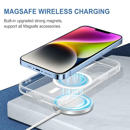 Image of CEDO Magfit Backcover for iPhone 14 Plus | Mag-Safe Wireless Charging | Designed with Magnetic Lock Shockproof Phone Bumper Transparent Back Case Cover (Transparent)