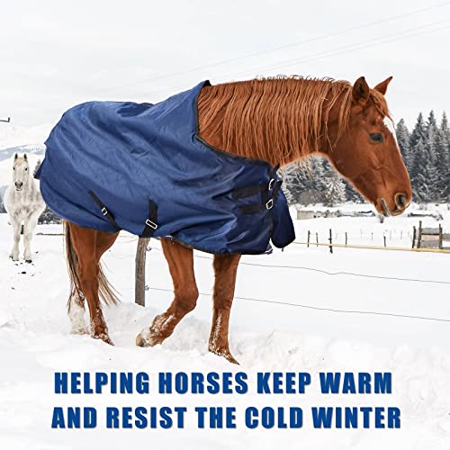 1800D Horse Blanket Waterproof Horse Sheet Horse Turnout Blanket Waterproof Rain Proof Horse Care Blankets Horse Care Sheets With Straps For Medium Sized Horses Winter Use To Keep Warm, Navy Blue #TOP4