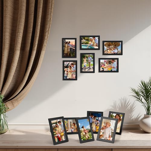 Lyeasw 3.5x5 Picture Frames Black 12 Pack, 3.5 x 5 Photo Frame Matte Wood Grain, Bulk 3.5 by 5 frames for Wall Hanging or Tabletop Display image 6