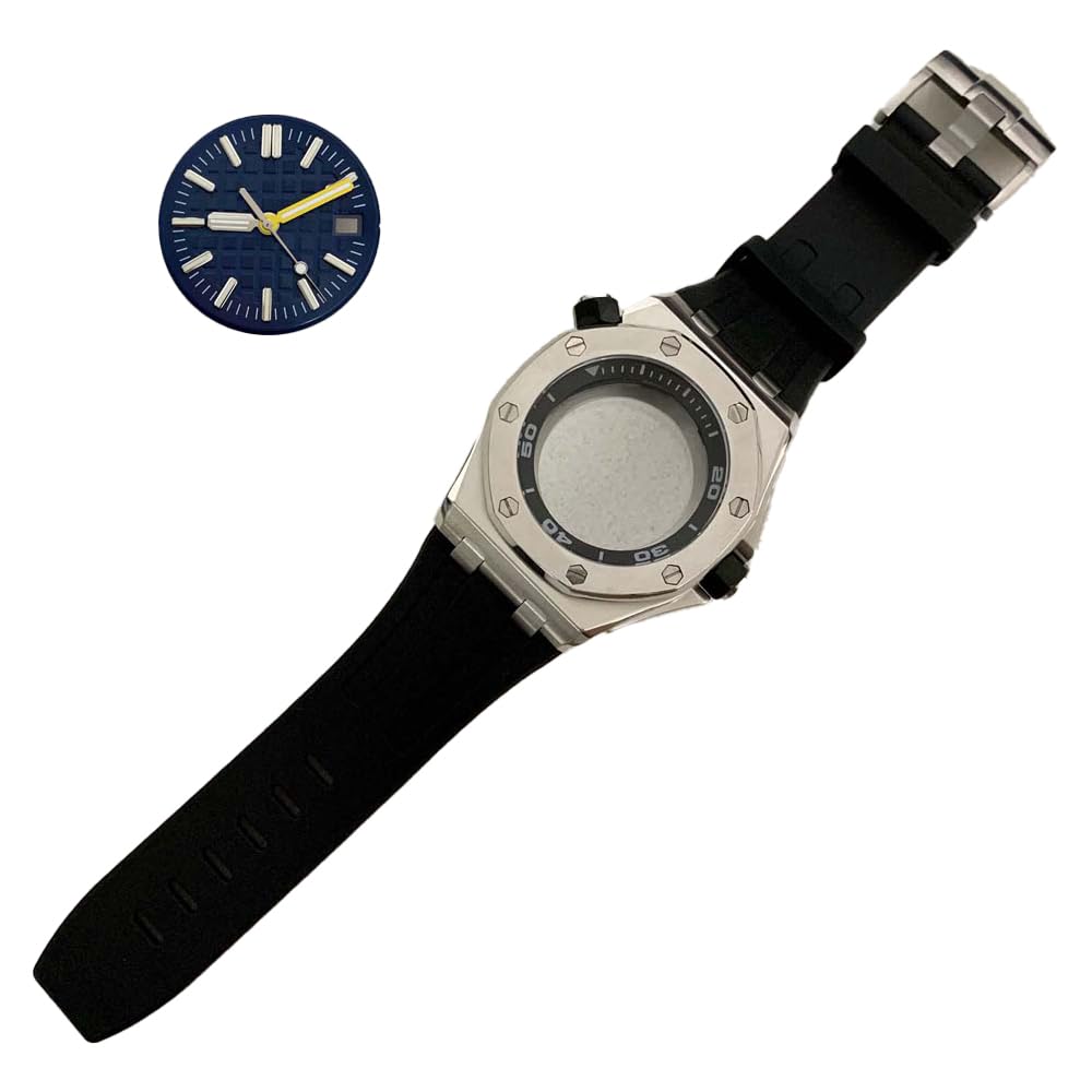 Zestaw akcesoriów do zegarków pasuje do automatycznego mechanizmu NH35 podwójna korona wyrafinowana obudowa zegarek etui na rękę zestaw pasków do wybierania 42 mm