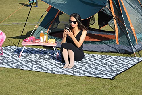 Ecoflorer Reversible Mats 6'*9' Grey&White Camping Rugs Patio Mat Large Area Rug RV Camping,Beach,Picnic,Trailer,Deck,Yard Area Rug - Image 6