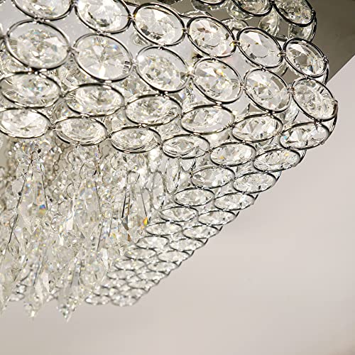 Wvsrbyr Crystal Chandelier, Led Chandeliers For Dining Room Crystal Flush Mount Ceiling Light For Bedroom Bathroom Kitchen Laundry Hallway Entryway Study 15 Inch Chandeliers For Bedrooms Square 4000K #TOP5