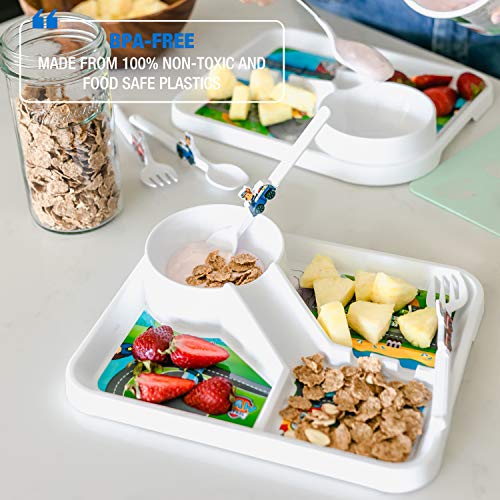 Paw Patrol Dining Set For Kids - 3 Pc Themed Dinnerware Set By Dinneractive - Dog Cartoon - Toddler Plates - Baby Dishes #TOP4