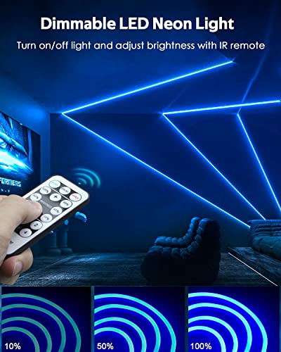 Image of Blue Neon Rope Lights 82ft Dimmable Neon Light Strip Waterproof IP65 LED Neon Flex Strip Lights 25M 120LEDs /M 110V~130V AC Cuttable Rope Lights for Indoor Outdoor Lighting Decoration