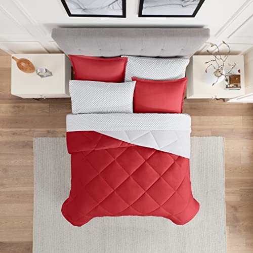 Parure de lit 7 pièces Jerry Eclipse Sleep Solutions rouge et gris
