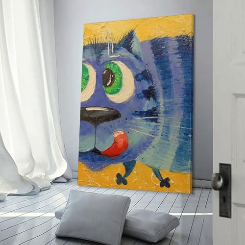 Tableau chat rusé POLIUAWS 30x45 cm pour habiller un mur vide