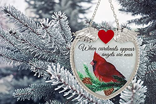 image for BANBERRY DESIGNS Memorial Cardinal Heart Suncatcher - 