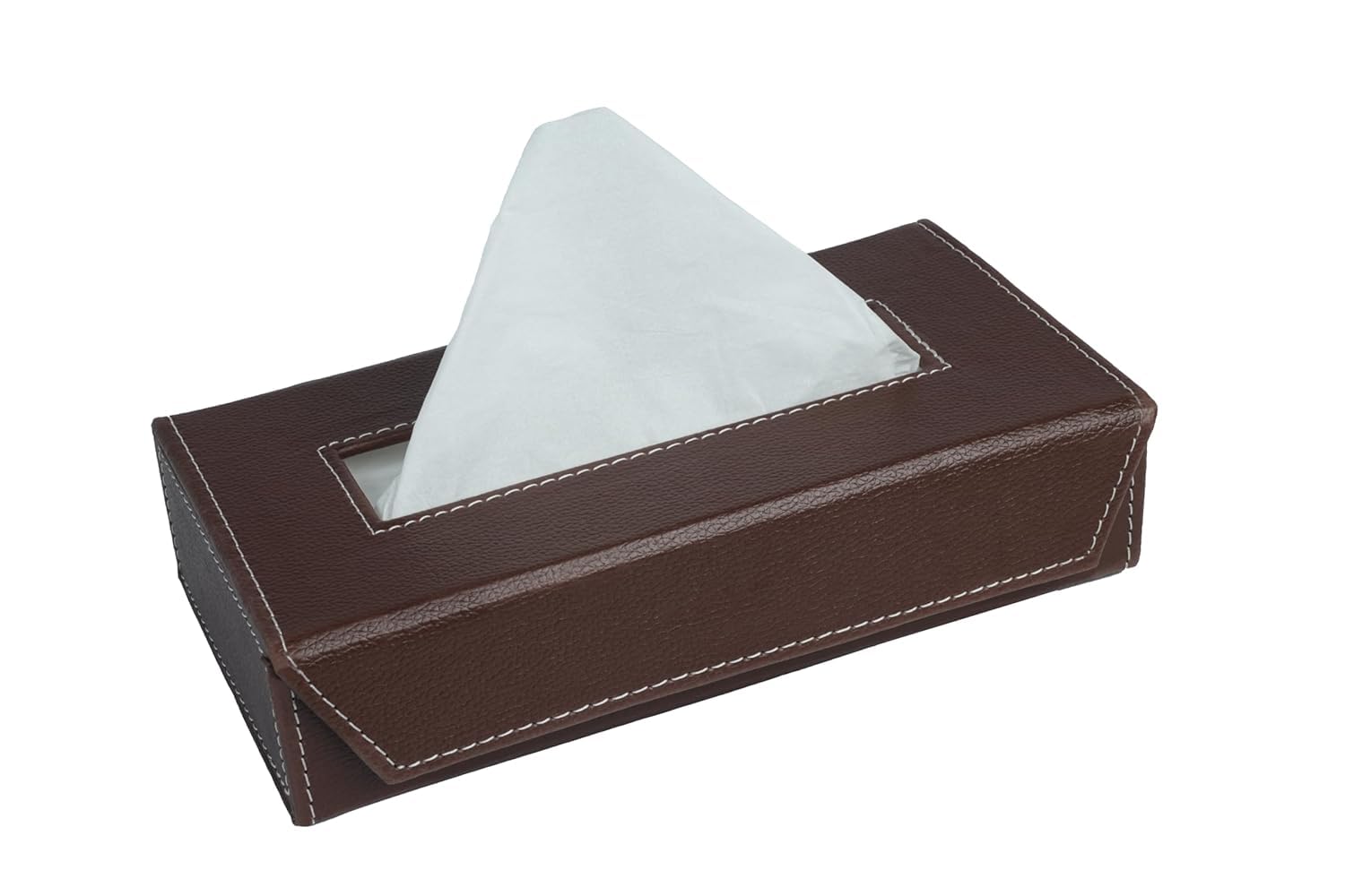 Handcrafted Leather Tissue Box Holder - Chocolate -1