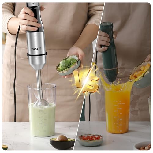 Yashe 5 in 1 Handheld Immersion Blender - Stainless Steel Stick Blender With Continuously Variable Speed, Chopper, Whisk and Milk Frother for Meat, Mashed Potatoes and Baby Food - Image 6