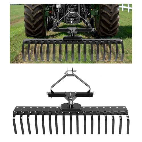 Image of KUAFU 50 inch 3 Point Landscape Rake for Category-0 Cat-0 Tractor with 360