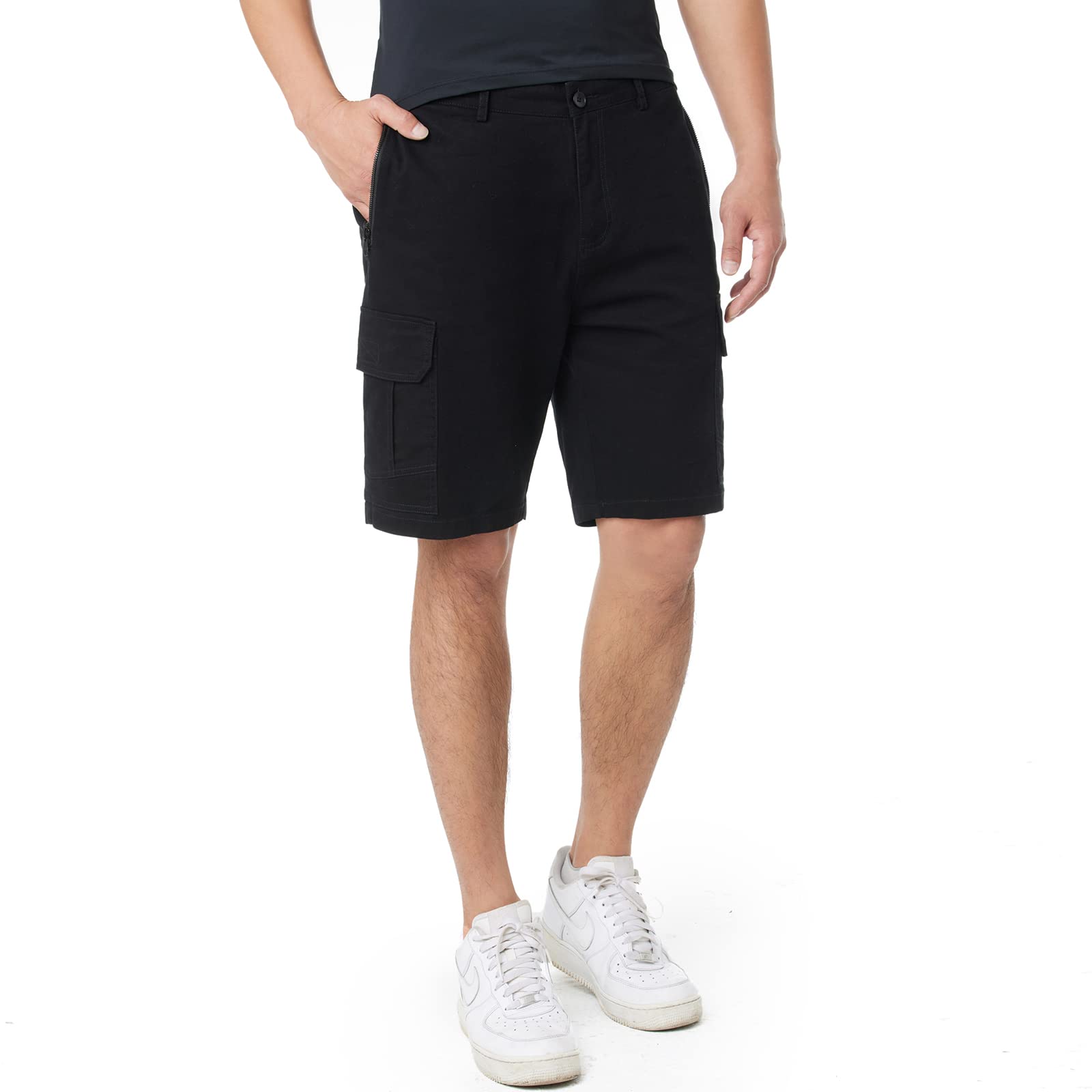 ineepor Pantalones Cortos Hombre Algodón Stretch Bermudas Hombre Verano Cargo con Bolsillo con Cremallera