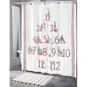 Avanti Linens - Shower Curtain Hooks, Holiday Bathroom Decor, Set of 12 (Holiday Countdown Collection) Avanti Linens Shower Curtain Hooks Holiday Bathroom Decor Set of 12 Holiday Countdown Collection