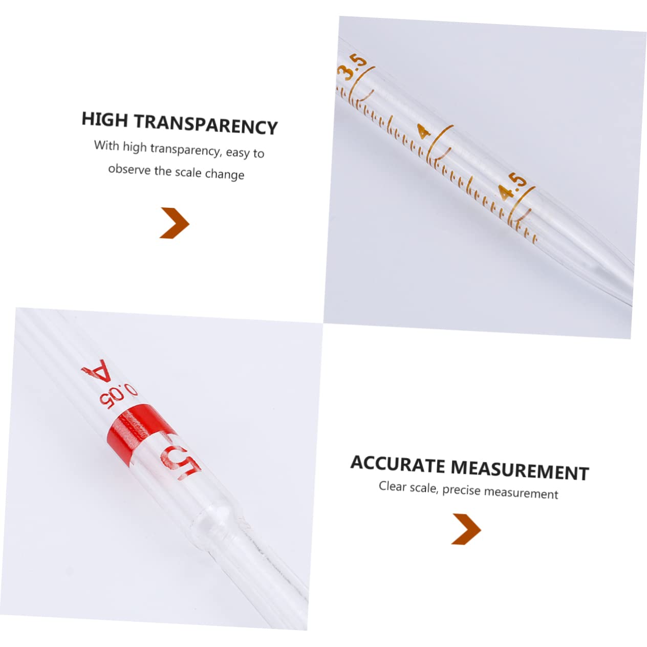 4pcs Eco-Friendly Glass Pipette Single Long Dropper Measuring Straw for Lab