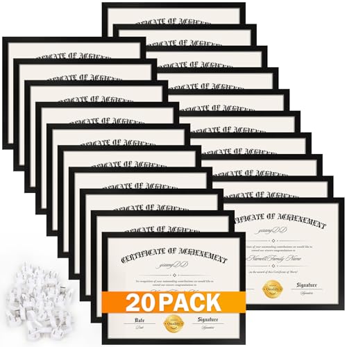YixangDD 20 PACK Certificate Frames 8.5 x 11, Black...