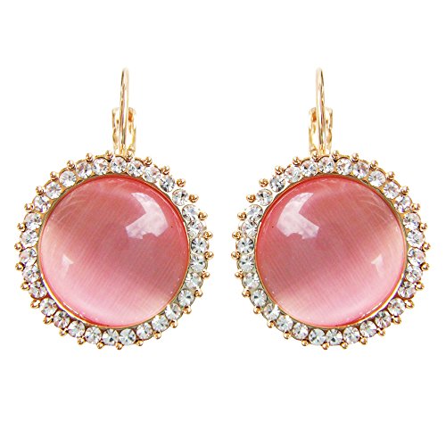 Preisvergleich Produktbild Navachi - Basismetall, vergoldet mit 18 kt Rundschliff pink / rosa Opale