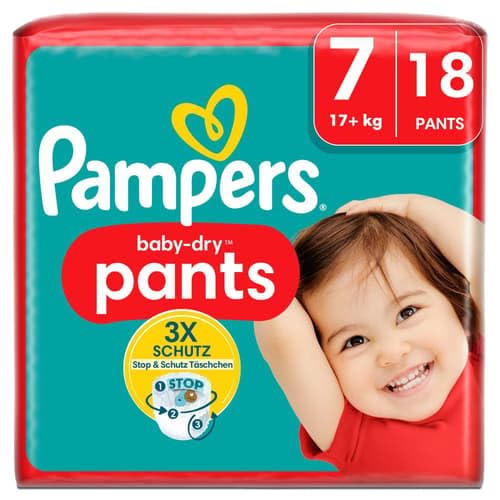 Pampers Baby-Dry Pants Taille 7, 18 couches, 17 kg+