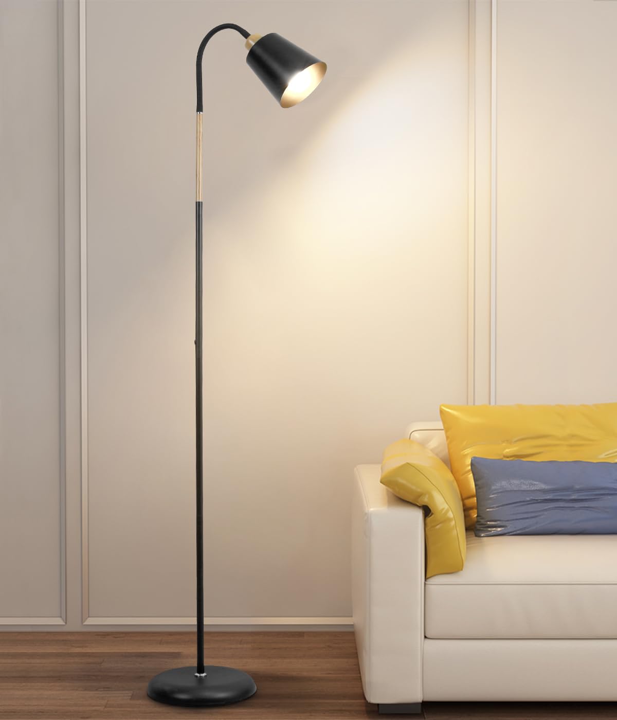 ANTNELICHT VILI | Lámpara de pie giratoria casquillo E27 máx. 60W | Lámpara de pie industrial para Salón Dormitorio | Lámpara de pie retro de metal con altura 159cm | Negro（Sin Bombillas）